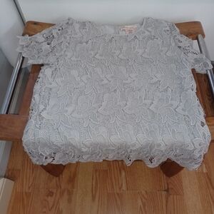Philosophy Elegant Lace Overlay Top - Gray